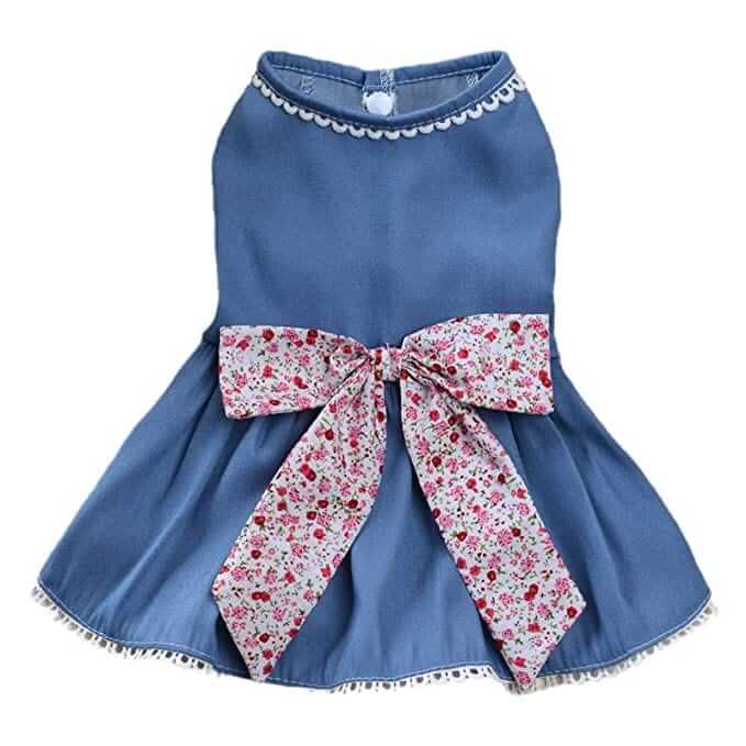 KUTKUT Cute Pet Dress Dog Dress with Lovely Floral Bow Pet Apparel Dog Clothes for Small Dogs & Cats | Puppy Summer Dress Birthday Pet Apparel Dress-Clothing-kutkutstyle